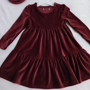 Elegant Burgundy Velvet Kids Dress